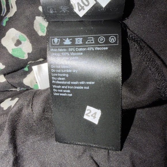 BA&SH Beth Floral Tiered Puff Sleeve Mini Dress Size M Black Dark Cottagecore - Picture 9 of 10